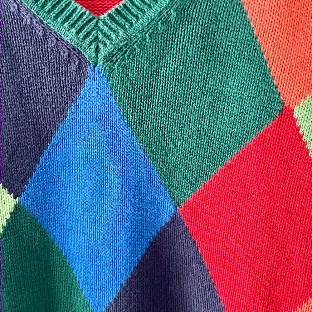 TOMMY HILFIGER Jeans ‘00s Multicolored Argyle V-Neck Sweater - Picture 3 of 6